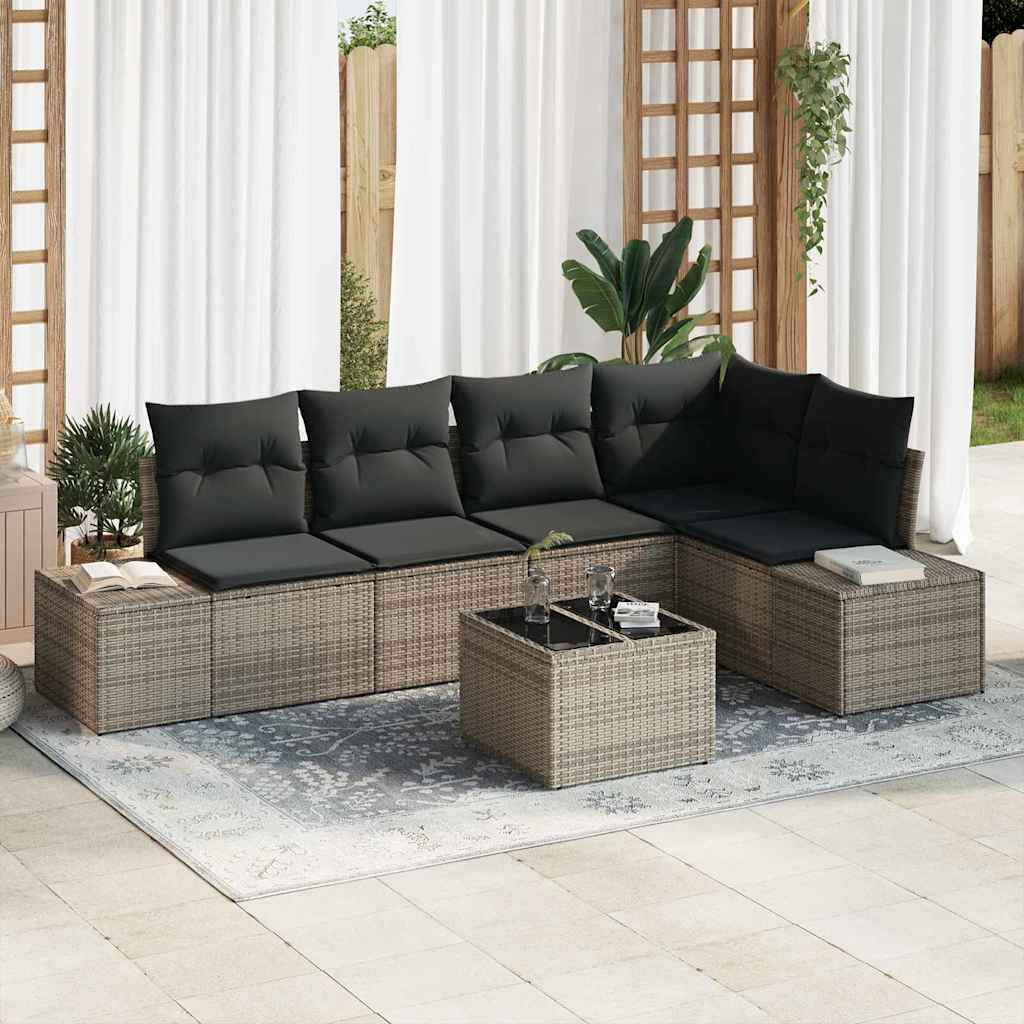 Gartensofa-set mit Speicher Hellgrau Poly-Rattan