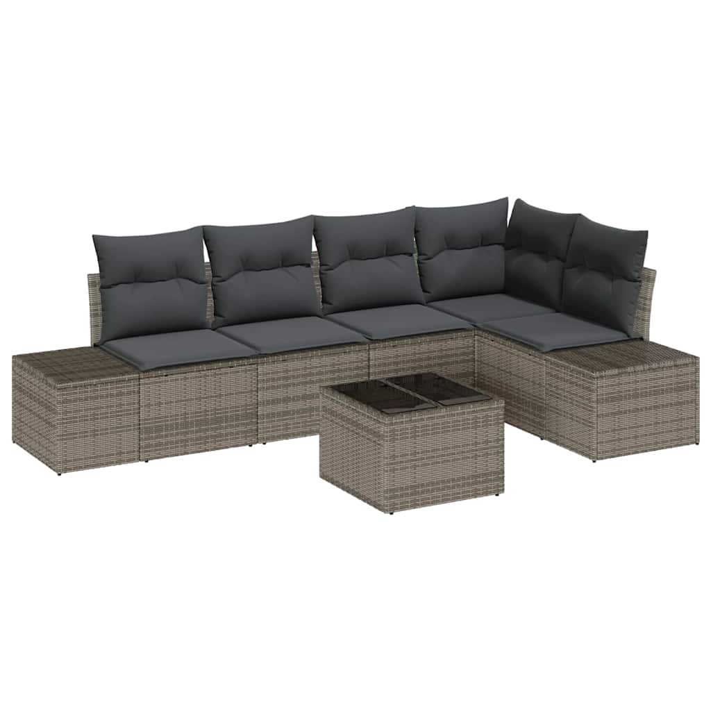 Gartensofa-set mit Speicher Hellgrau Poly-Rattan