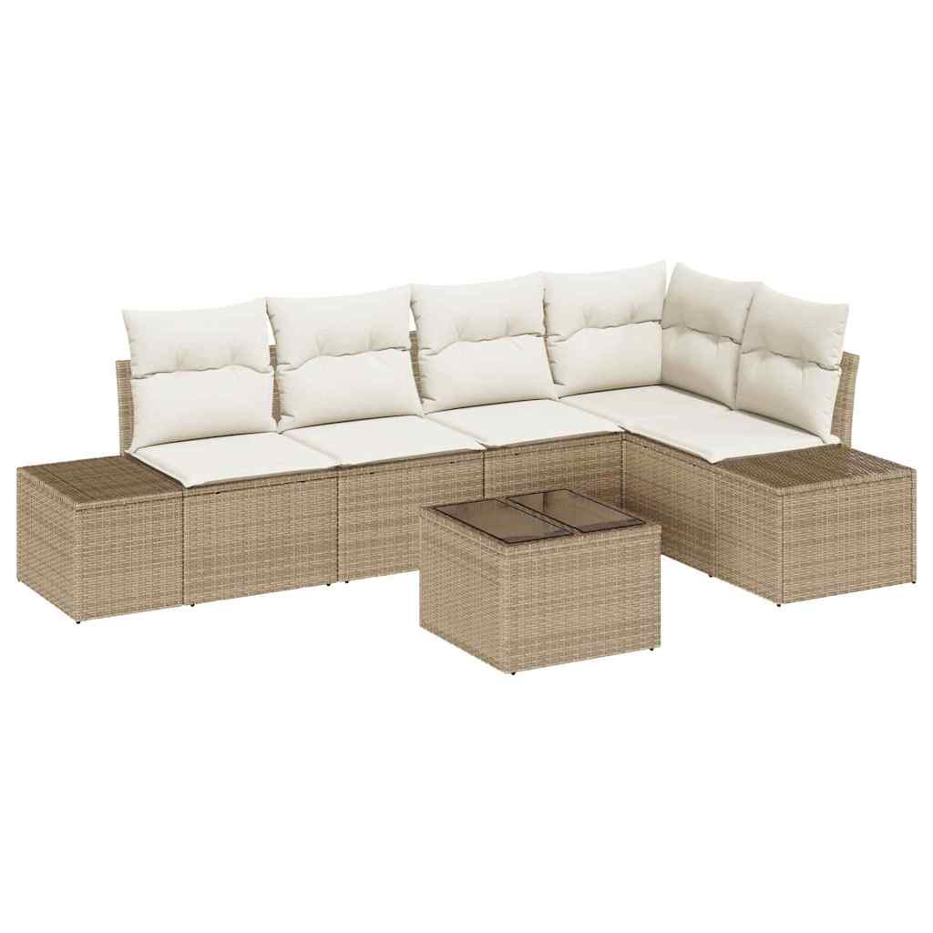 Gartensofa-set mit Speicher Beige und Creme Poly-Rattan