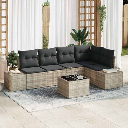 Gartensofa-set mit Speicher Hellgrau Poly-Rattan