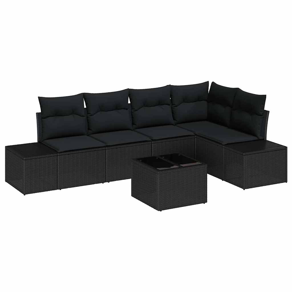 Gartensofa-set mit Speicher Schwarz Poly-Rattan