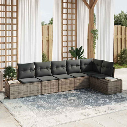 Gartensofa-set mit Speicher 6 pcs Grau Poly-Rattan