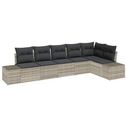 Gartensofa-set mit Speicher 6 pcs Hellgrau Poly-Rattan