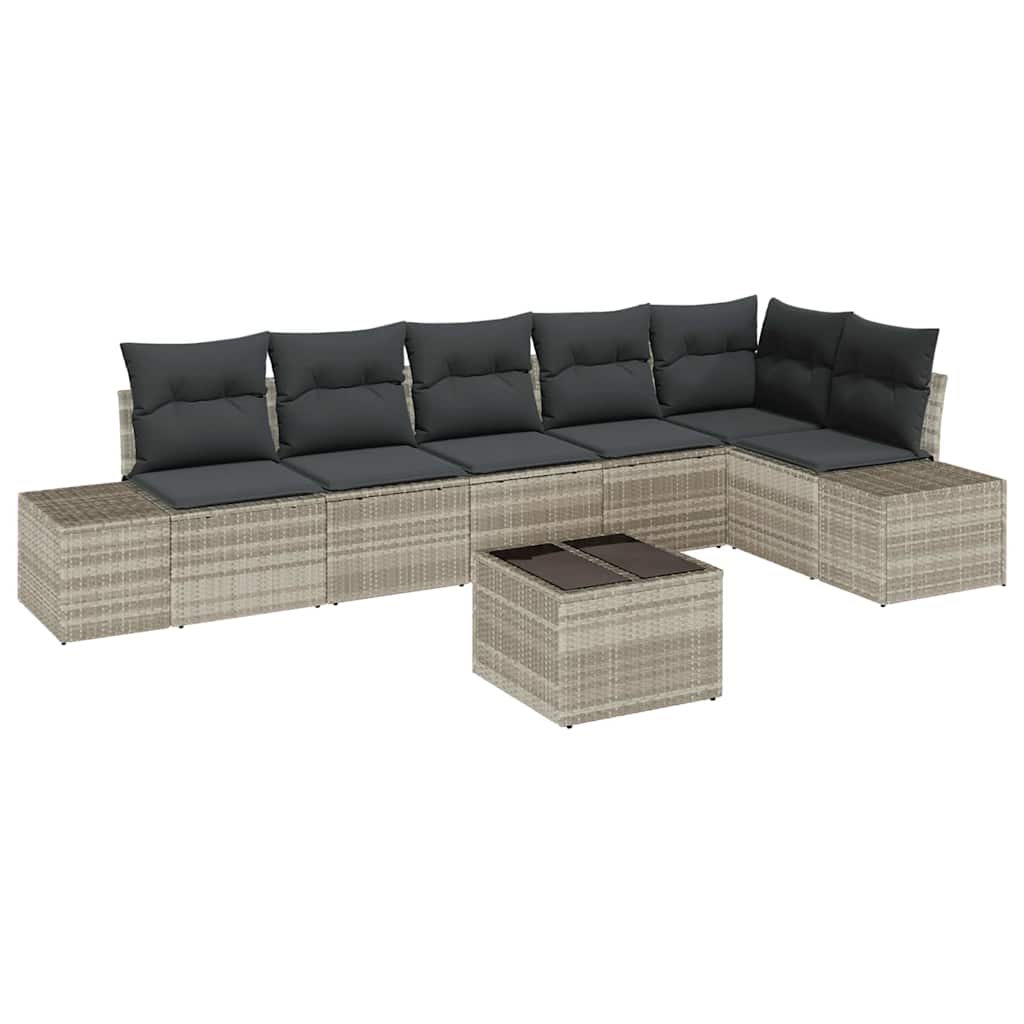 Gartensofa-set mit Speicher Hellgrau Poly-Rattan
