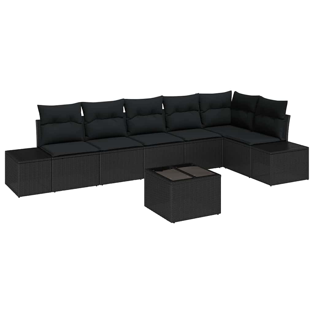 Gartensofa-set mit Speicher Schwarz Poly-Rattan