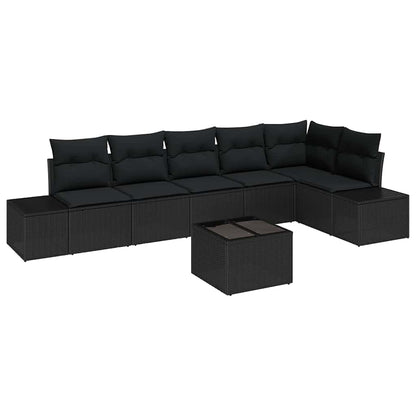 Gartensofa-set mit Speicher Schwarz Poly-Rattan