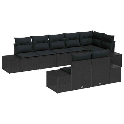 Gartensofa-set mit Speicher 8 pcs Schwarz Poly Rattan