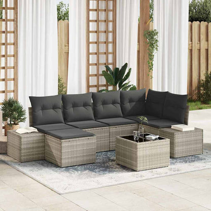 Garten-Sofa-Set mit Kissen 6 pcs Hellgrau Poly-Rattan