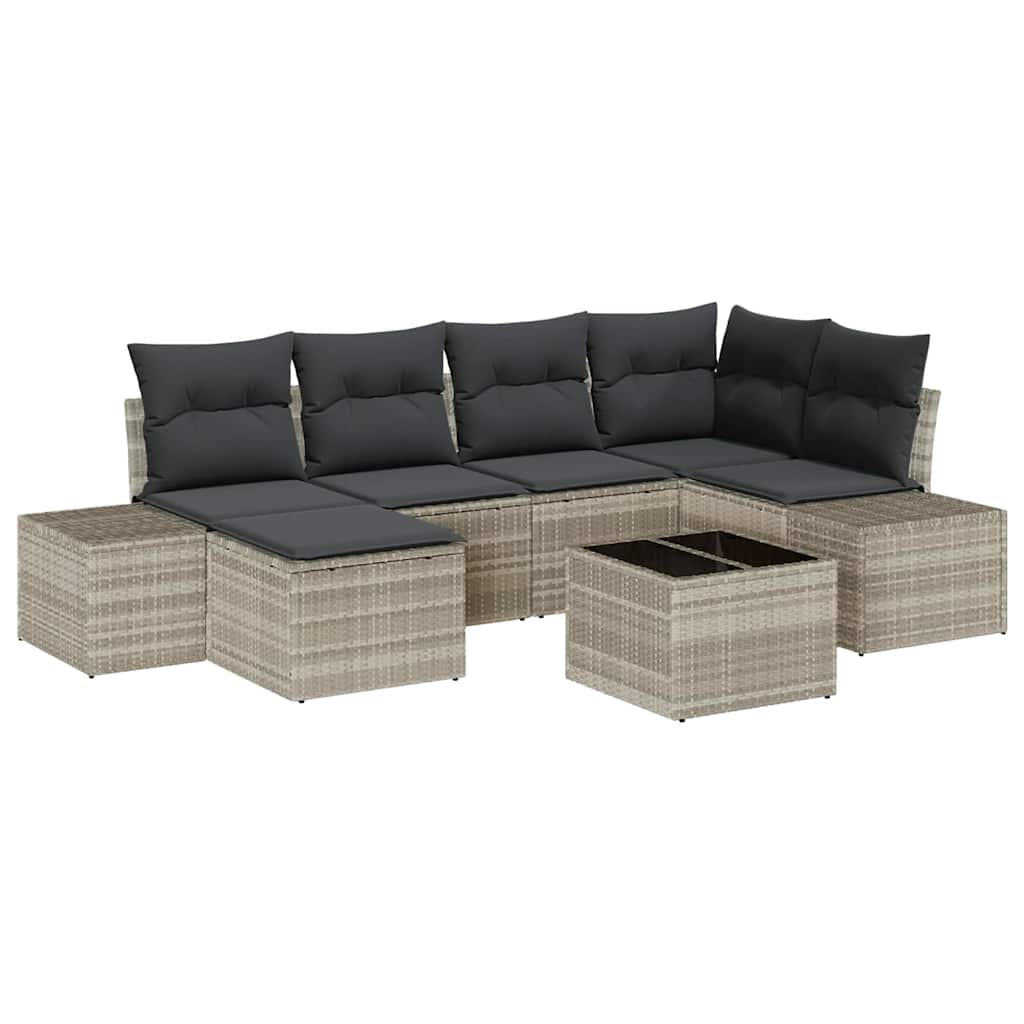 Garten-Sofa-Set mit Kissen 6 pcs Hellgrau Poly-Rattan