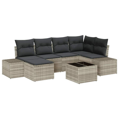 Garten-Sofa-Set mit Kissen 6 pcs Hellgrau Poly-Rattan