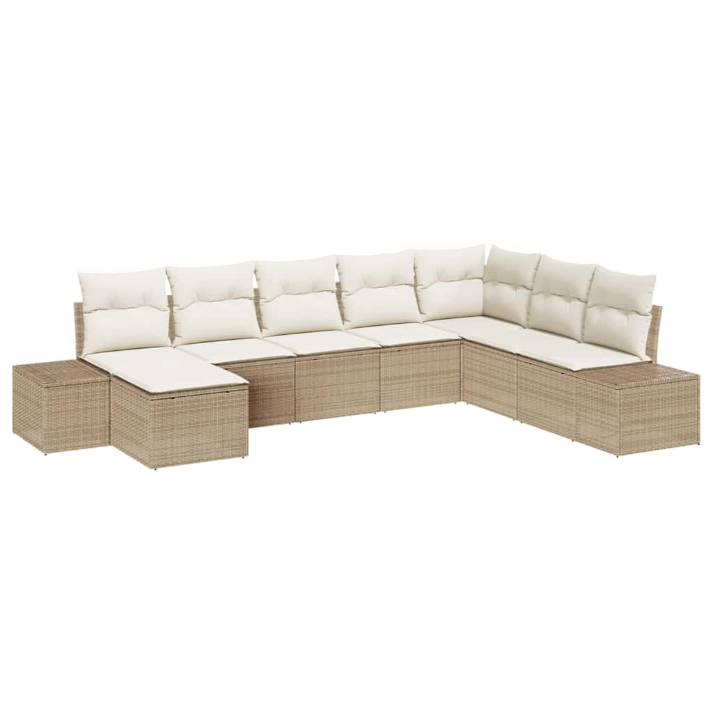 Garten-Sofa-Set mit Kissen 8 pcs Beige und Creme Poly-Rattan