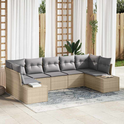 Gartensofa-set 7 pcs Beige und Hellgrau Poly Rattan