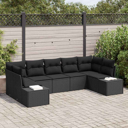 Gartensofa-set mit Speicher 7 pcs Schwarz Poly Rattan