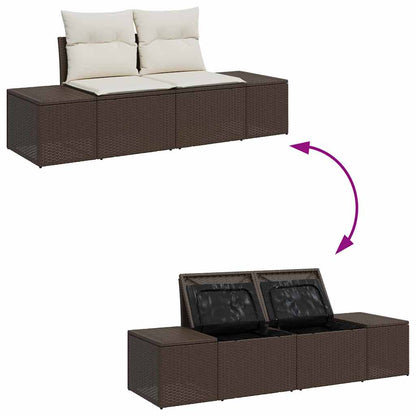 Gartensofa-set mit Kissen 9 pcs Braun und Creme Polyrattan