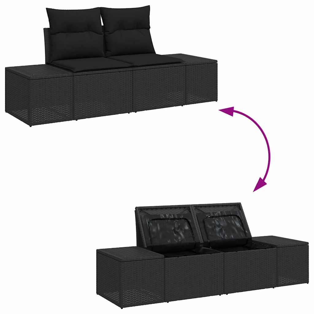 Gartensofa-set mit Kissen 10 pcs Schwarz Polyrattan
