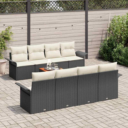 vidaXL Salon de jardin avec rangement 9 pcs Noir et crème Résine tressée