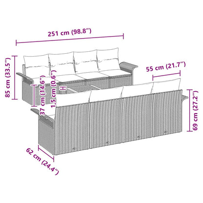 vidaXL Salon de jardin avec rangement 9 pcs Noir et crème Résine tressée