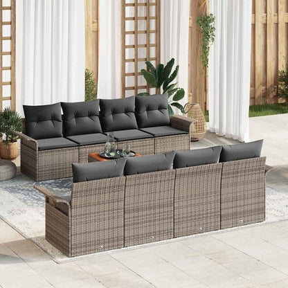 vidaXL Gartensofa-set mit Speicher 9 pcs Grau Poly-Rattan