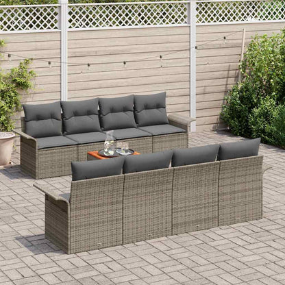 vidaXL Gartensofa-set mit Speicher 9 pcs Grau Poly-Rattan