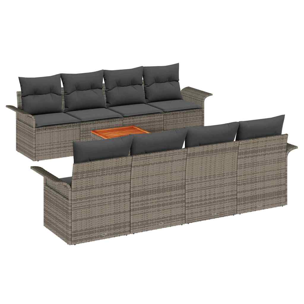 vidaXL Gartensofa-set mit Speicher 9 pcs Grau Poly-Rattan
