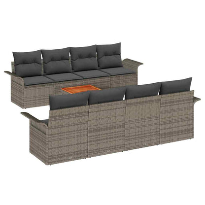 vidaXL Gartensofa-set mit Speicher 9 pcs Grau Poly-Rattan