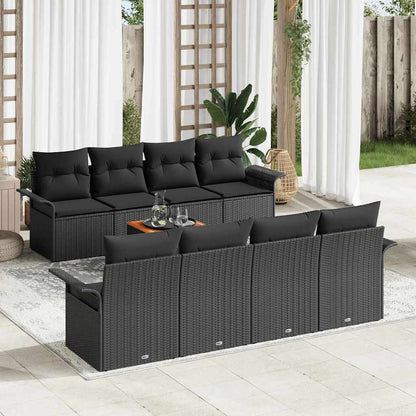 Gartensofa-set mit Speicher 9 pcs Schwarz Poly-Rattan