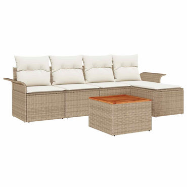 vidaXL Gartensofa-set mit Speicher 6 pcs Beige und Creme Poly-Rattan