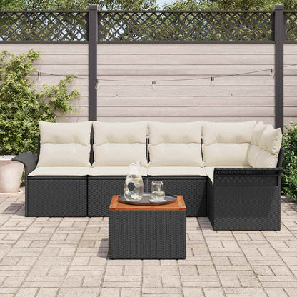vidaXL Gartensofa-set mit Speicher 6 pcs Schwarz und Creme Poly-Rattan