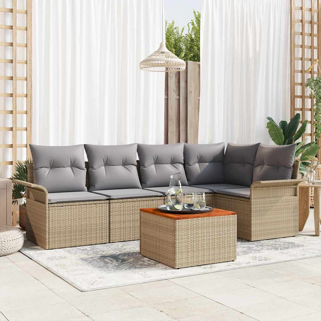vidaXL Ensemble de canapés de jardin 6 pcs Beige et gris clair Résine tressée