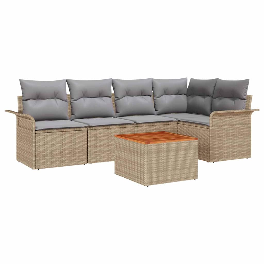 vidaXL Ensemble de canapés de jardin 6 pcs Beige et gris clair Résine tressée