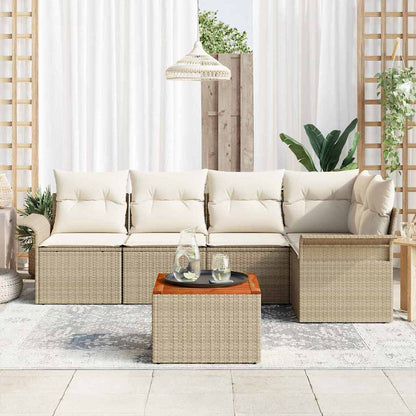 vidaXL Gartensofa-set mit Speicher 6 pcs Beige und Creme Poly-Rattan