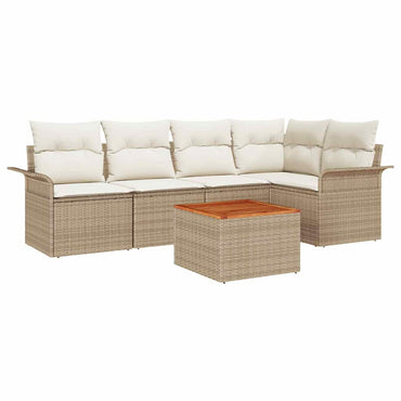 vidaXL Gartensofa-set mit Speicher 6 pcs Beige und Creme Poly-Rattan