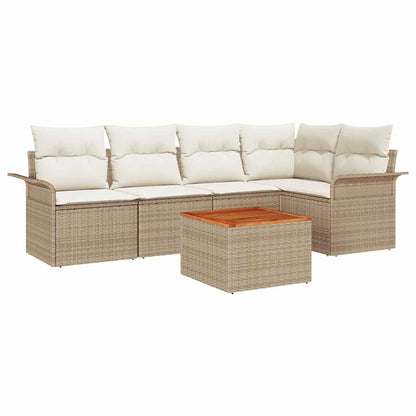 vidaXL Gartensofa-set mit Speicher 6 pcs Beige und Creme Poly-Rattan