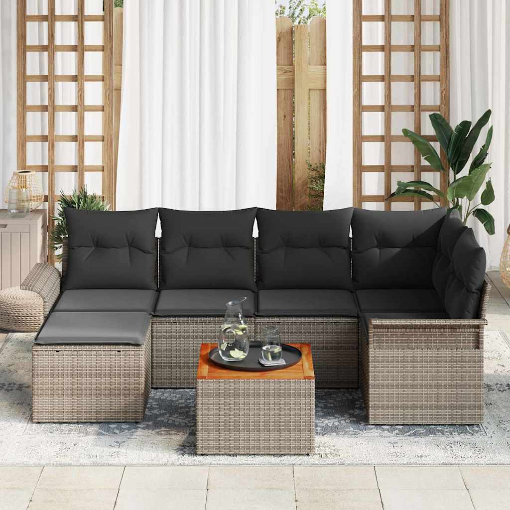 vidaXL Salon de jardin avec rangement 7 pcs Gris Résine tressée