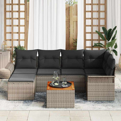 vidaXL Salon de jardin avec rangement 7 pcs Gris Résine tressée