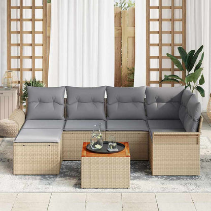 vidaXL Salon de jardin 7 pcs Beige et gris clair Résine tressée