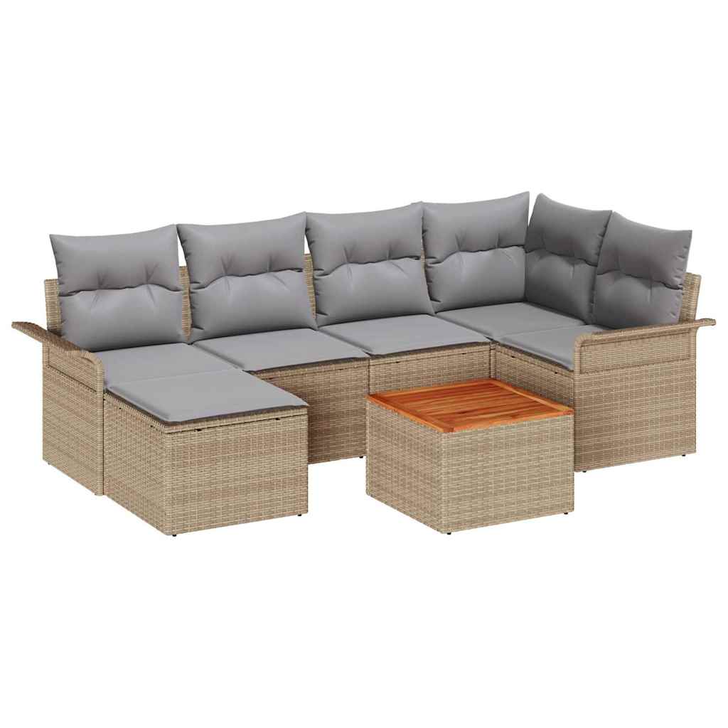vidaXL Salon de jardin 7 pcs Beige et gris clair Résine tressée