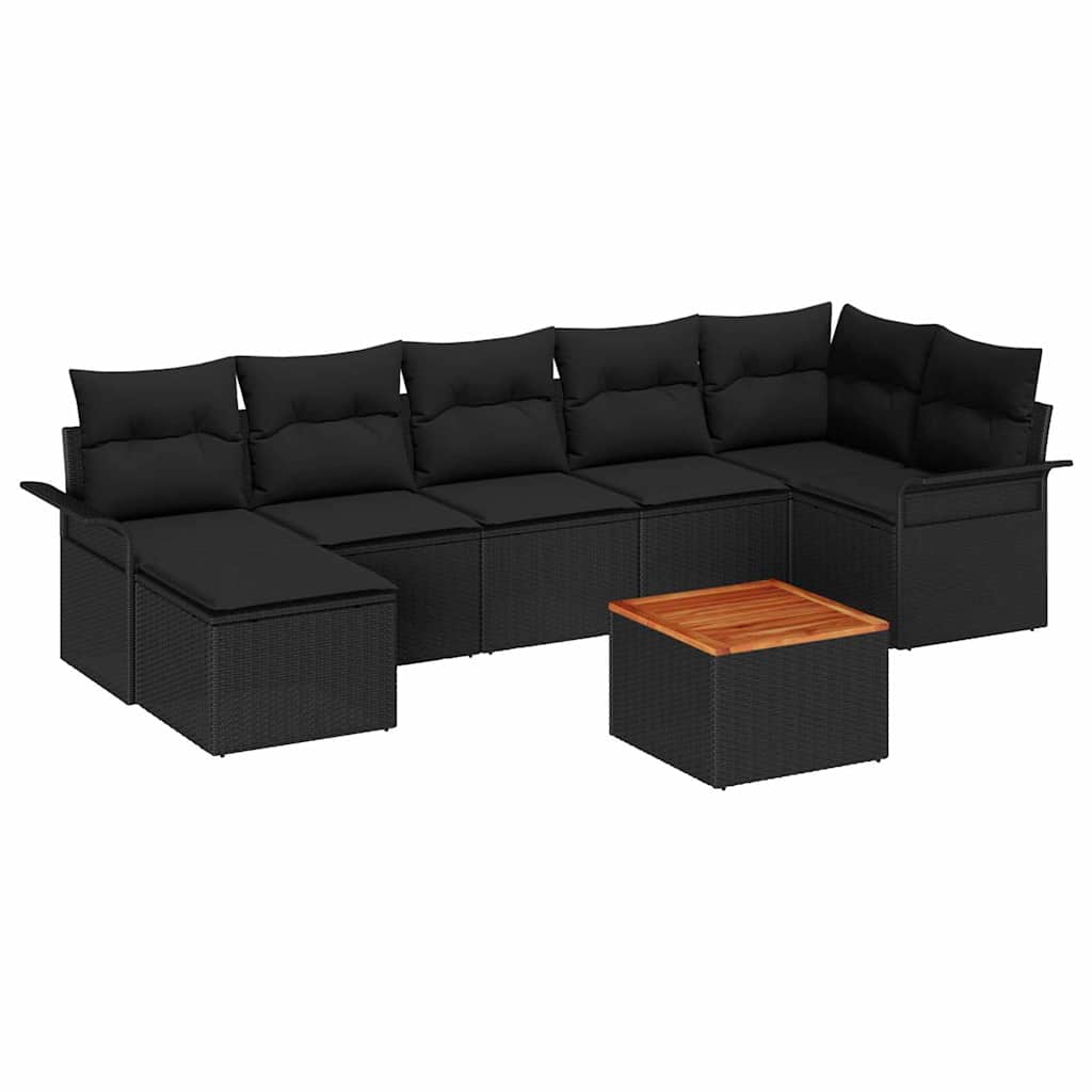 Gartensofa-set mit Speicher 8 pcs Schwarz Poly-Rattan