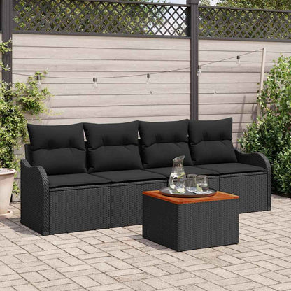 Gartensofa-set mit Speicher 5 pcs Schwarz Poly-Rattan