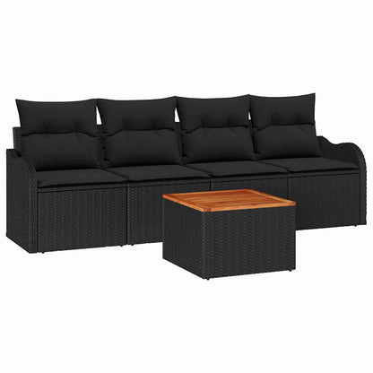 Gartensofa-set mit Speicher 5 pcs Schwarz Poly-Rattan