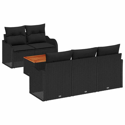 Gartensofa-set mit Speicher 6 pcs Schwarz Poly-Rattan