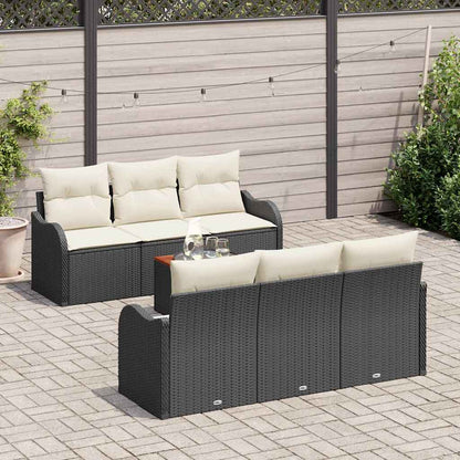 vidaXL Gartensofa-set mit Speicher 7 pcs Schwarz und Creme Poly-Rattan