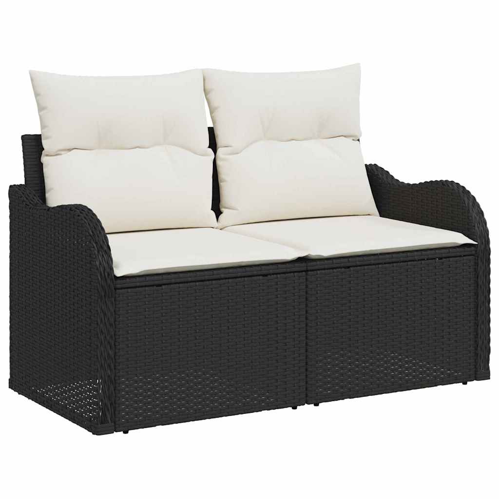 vidaXL Gartensofa-set mit Speicher 7 pcs Schwarz und Creme Poly-Rattan