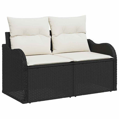 vidaXL Gartensofa-set mit Speicher 7 pcs Schwarz und Creme Poly-Rattan