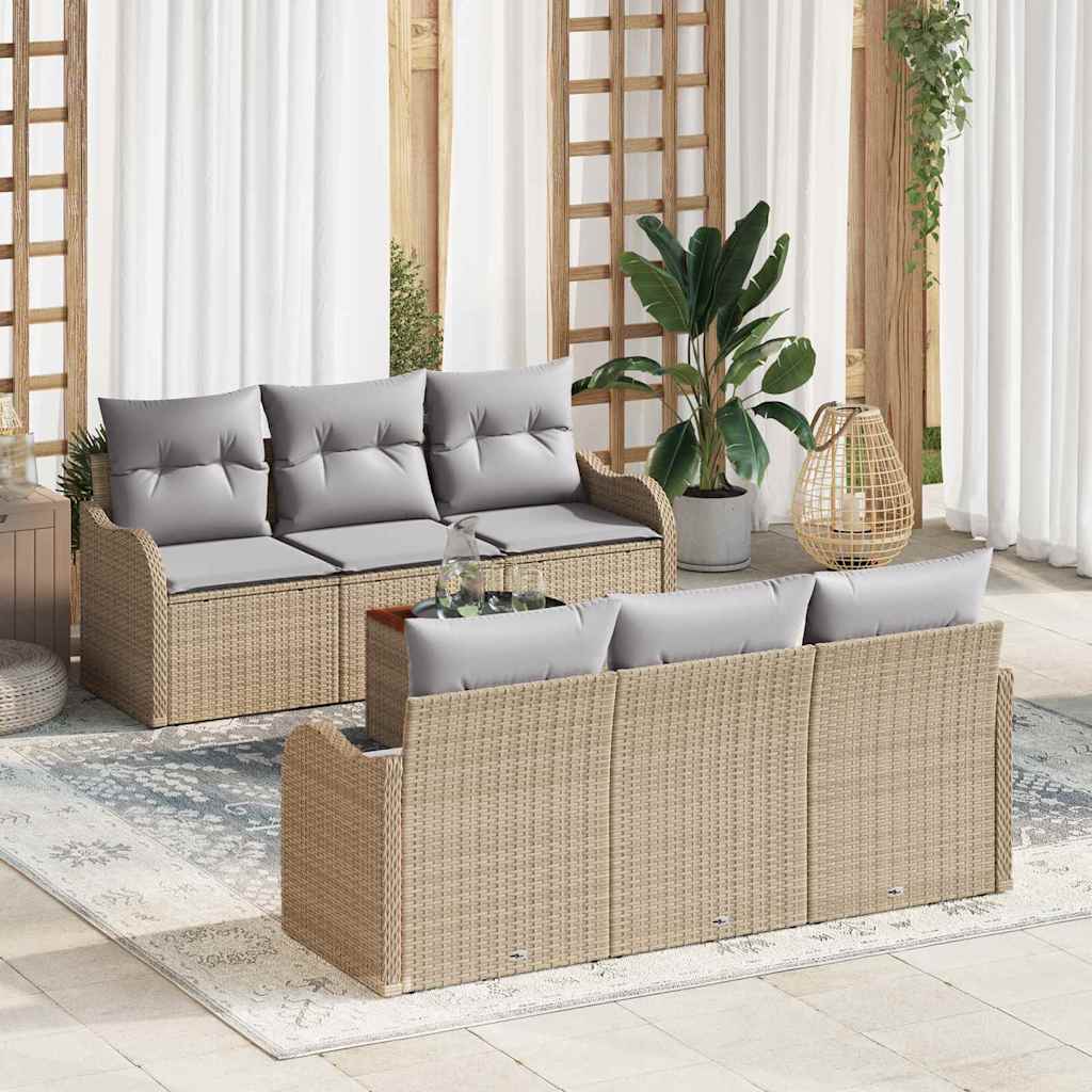 vidaXL Salon de jardin 7 pcs Beige et gris clair Résine tressée