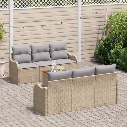 vidaXL Salon de jardin 7 pcs Beige et gris clair Résine tressée
