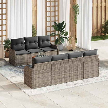 Gartensofa-set mit Speicher 8 pcs Grau Poly-Rattan