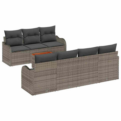 Gartensofa-set mit Speicher 8 pcs Grau Poly-Rattan