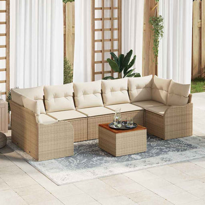Gartensofa-set mit Speicher 8 pcs Beige und Creme Poly-Rattan