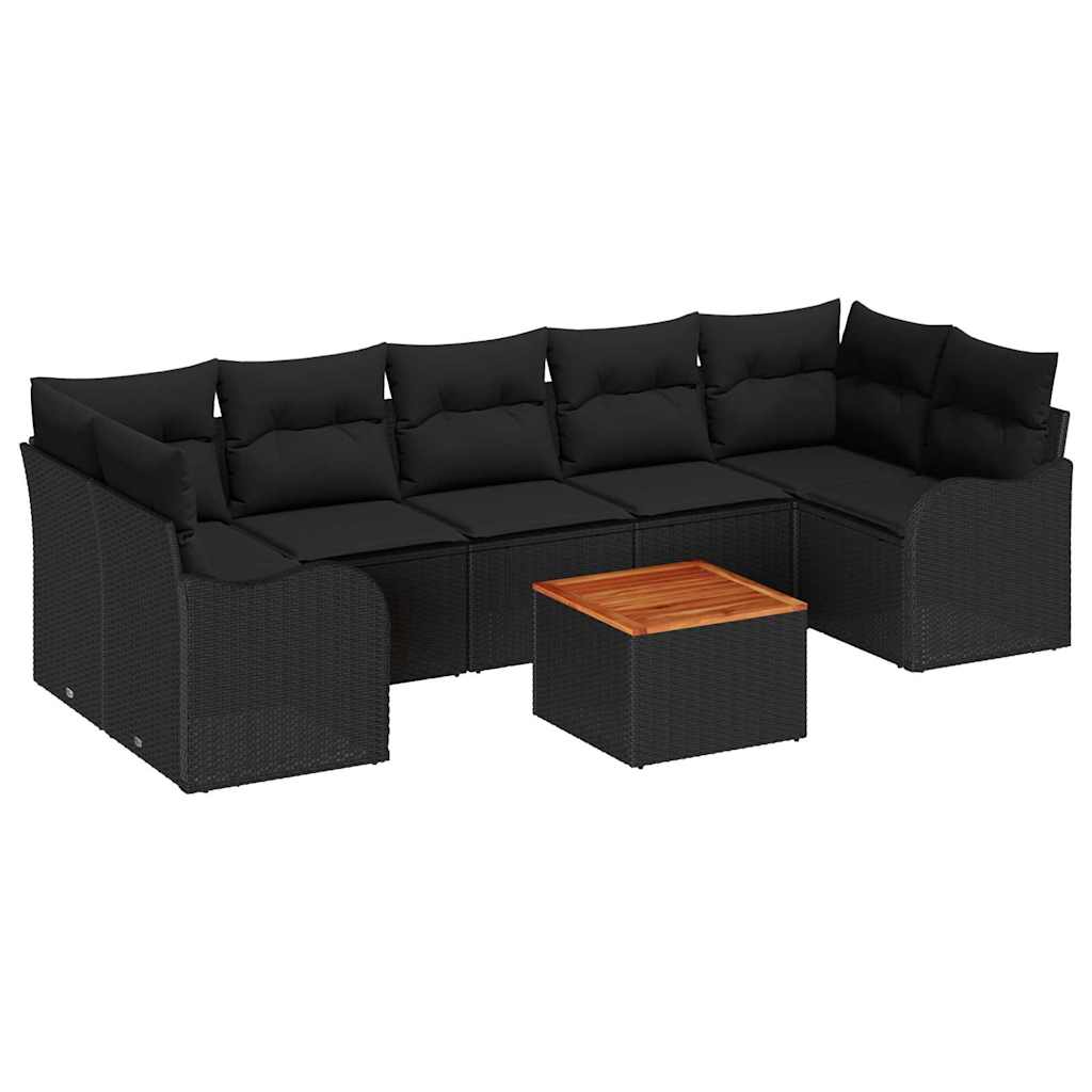 Gartensofa-set mit Speicher 8 pcs Schwarz Poly-Rattan